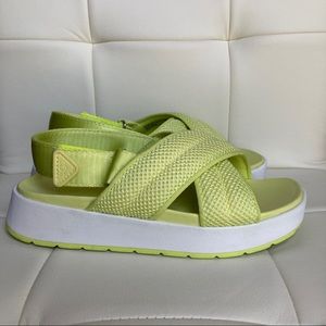 UGG Nella Slingback Strap Platform Sandal Pollen Mesh Neon Green